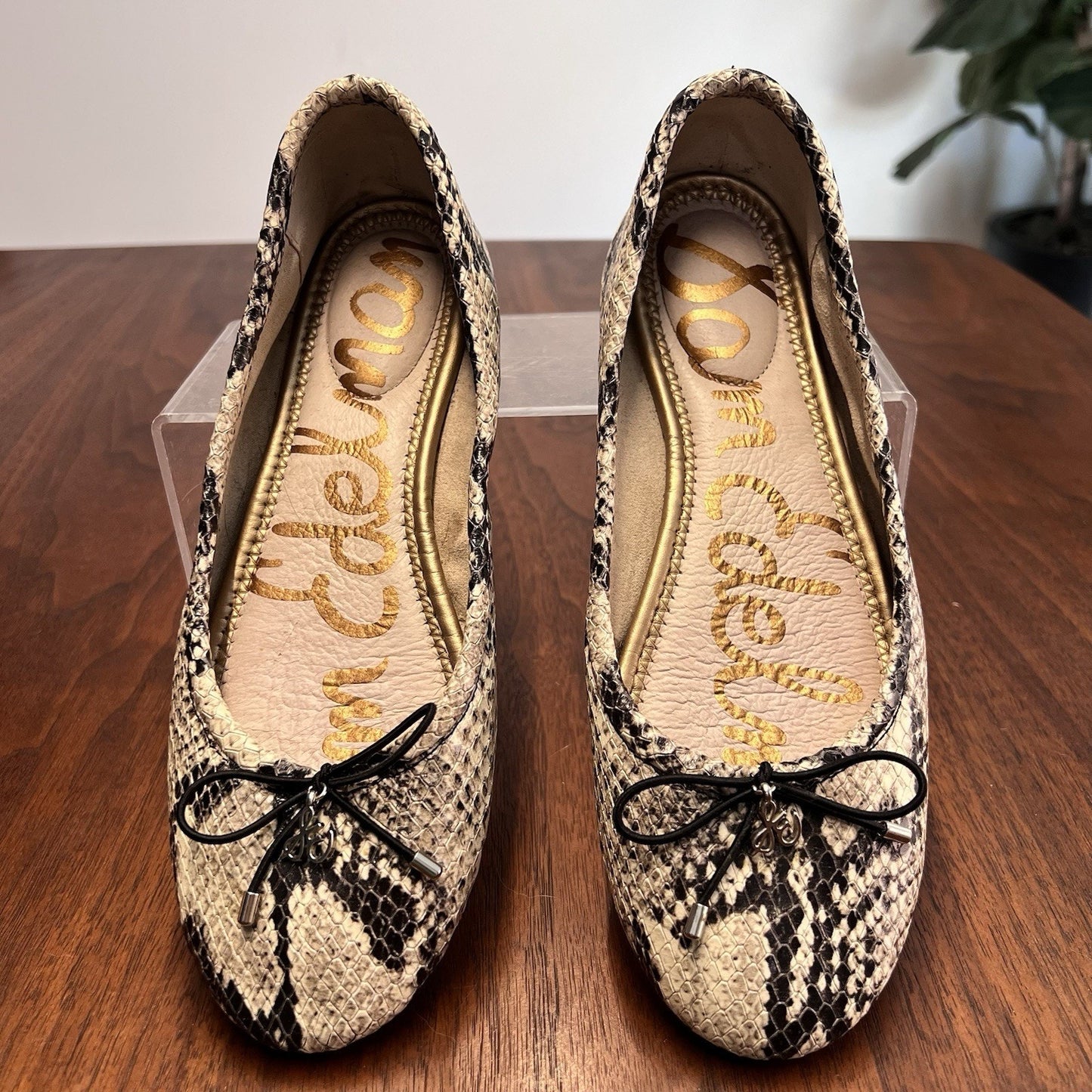 Sam Edelman Sz 5.5 Felicia Ballet Flat Slippers Leather Snake Designer Chic Sexy