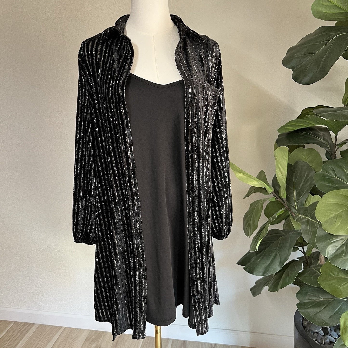 NWT $249 House Of Harlow XS Long Sleeve Black Metallic Shirt Dress Belt Elegant