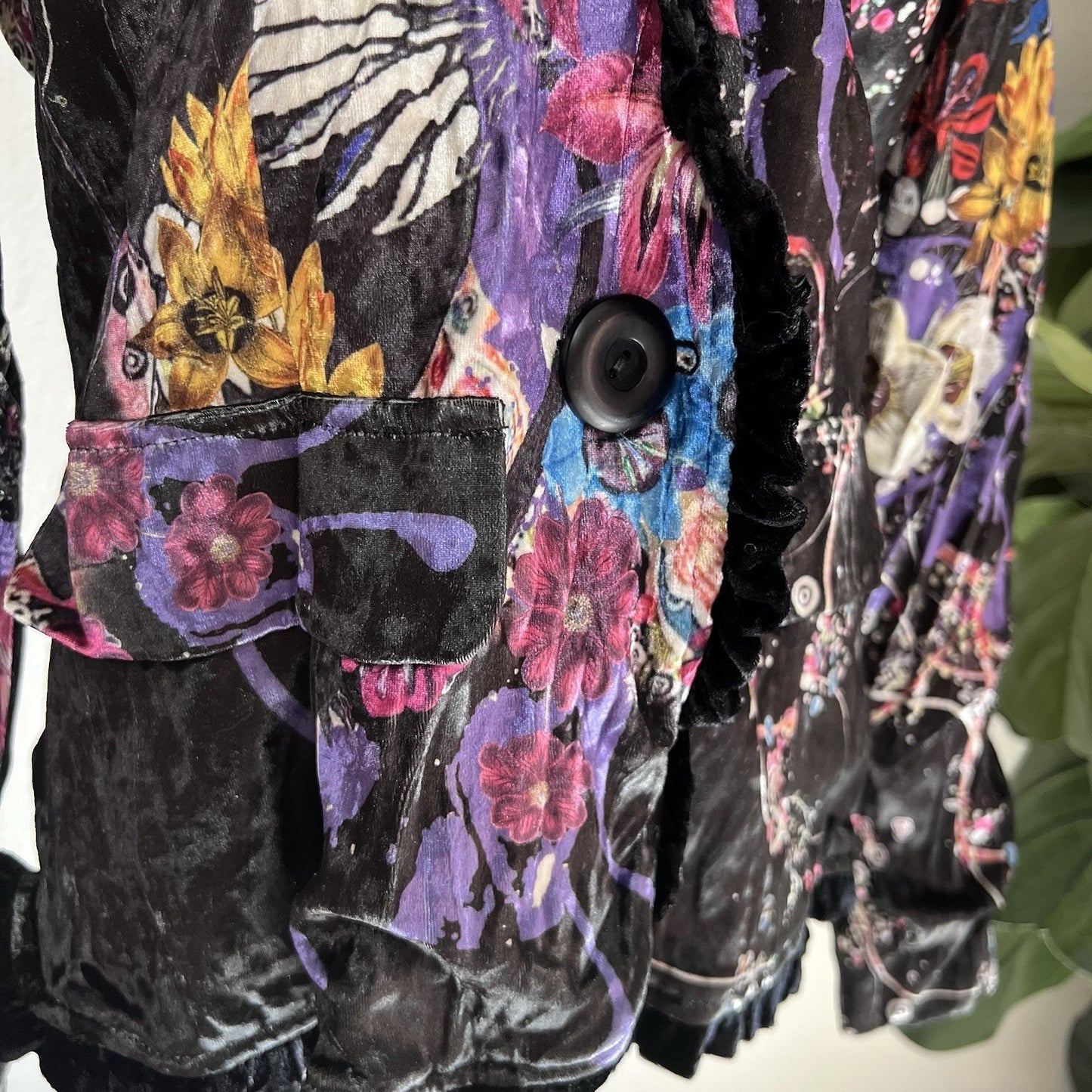 Alberto Makali Velvet Blazer Floral (L) Gothic Witchy Romantic Wearable Art
