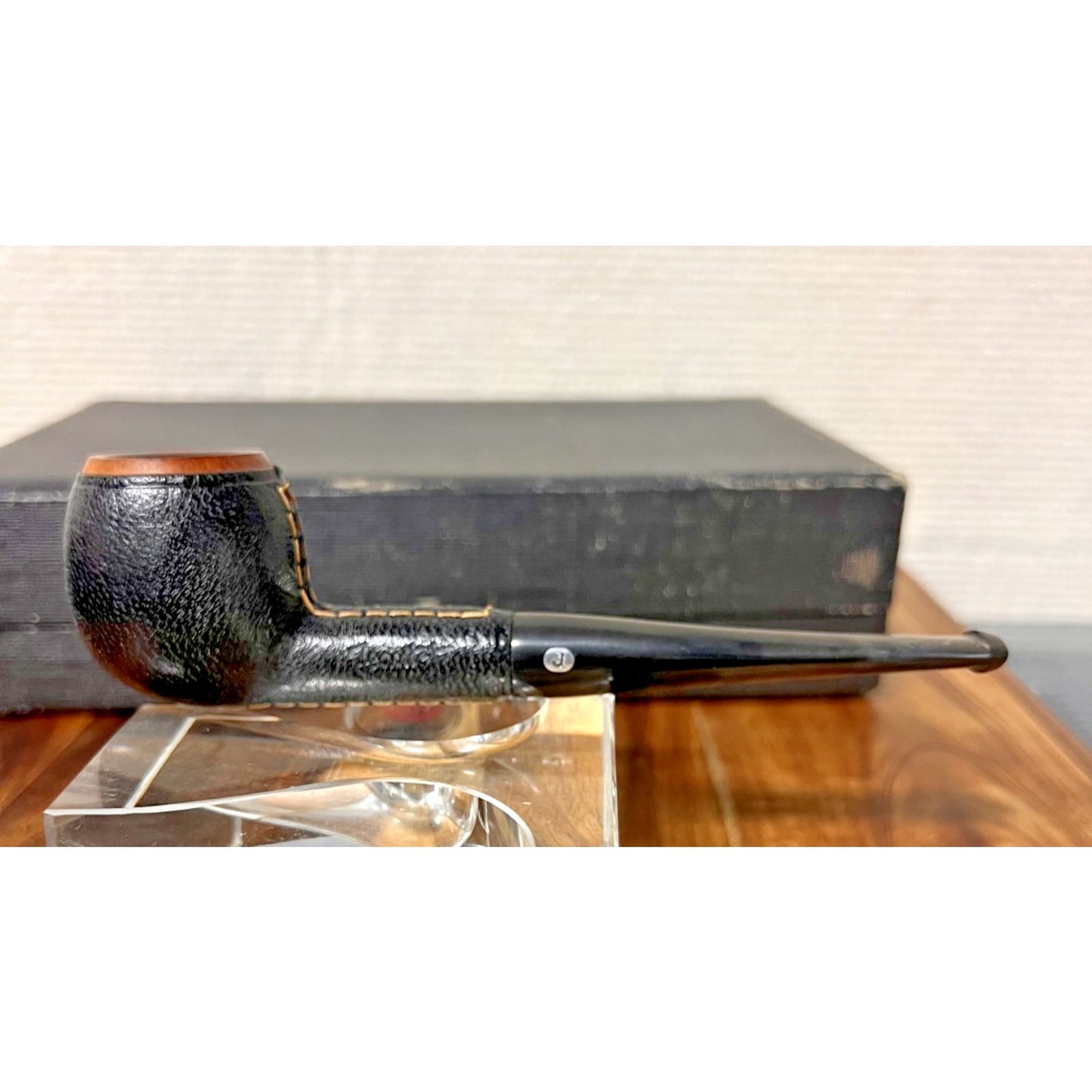 Vintage Jeantet 2 Pipe Set w/ Case Billiard Style Leather Clad Briar Bowls