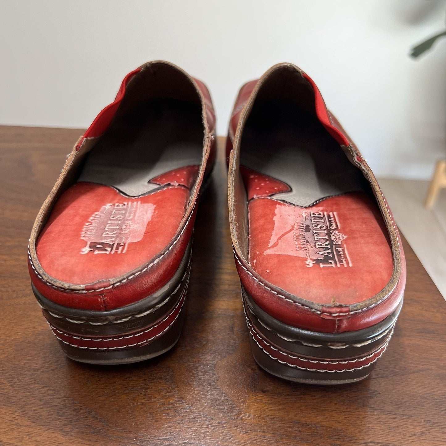 L'Artiste by Spring Step Mule Womens Chino Red Leather Clog 11.5 Sz 42 EU