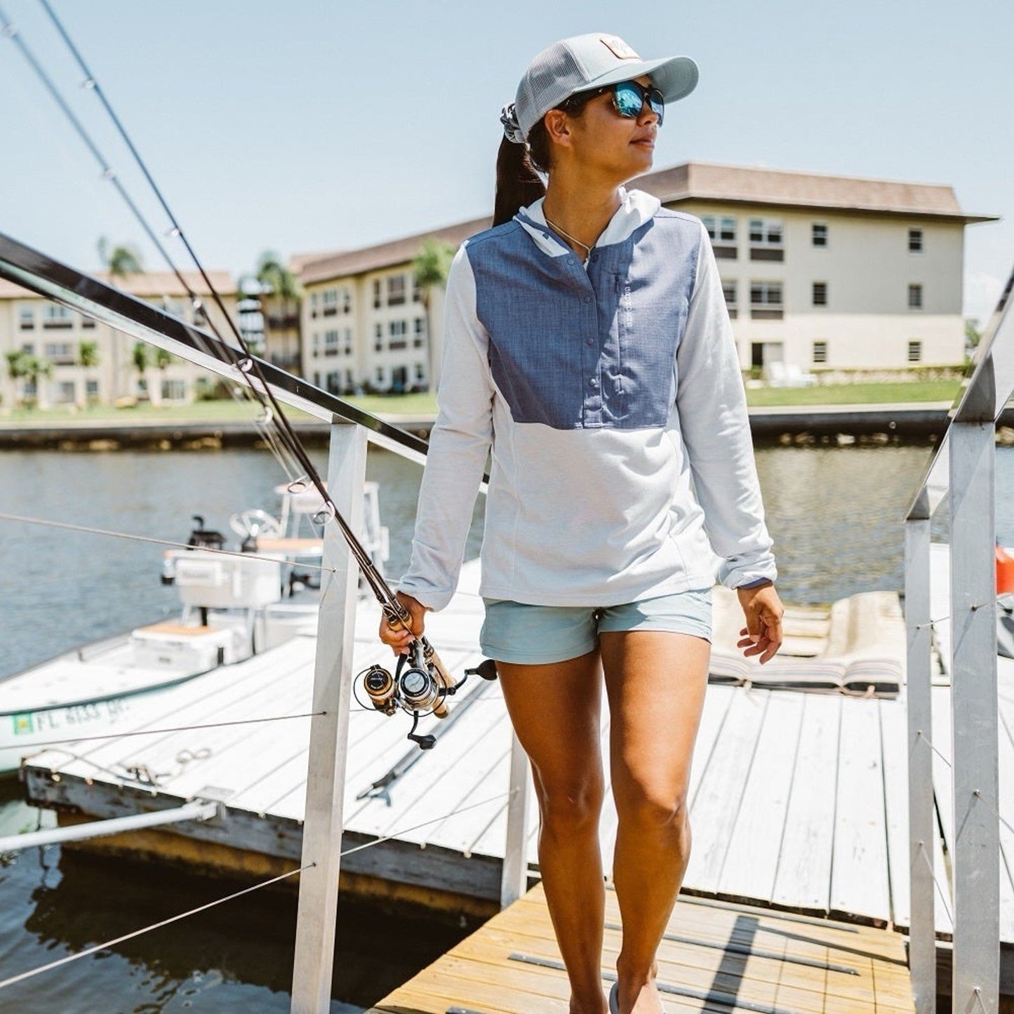 GRUNDENS Shorebreak Hoodie (M) Top Lightweight Long Sleeve Sun Protection Women