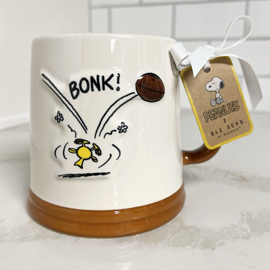 Rae Dunn x Peanuts Mug Woodstock Football TEAM WORK 3D Double Sided 2025