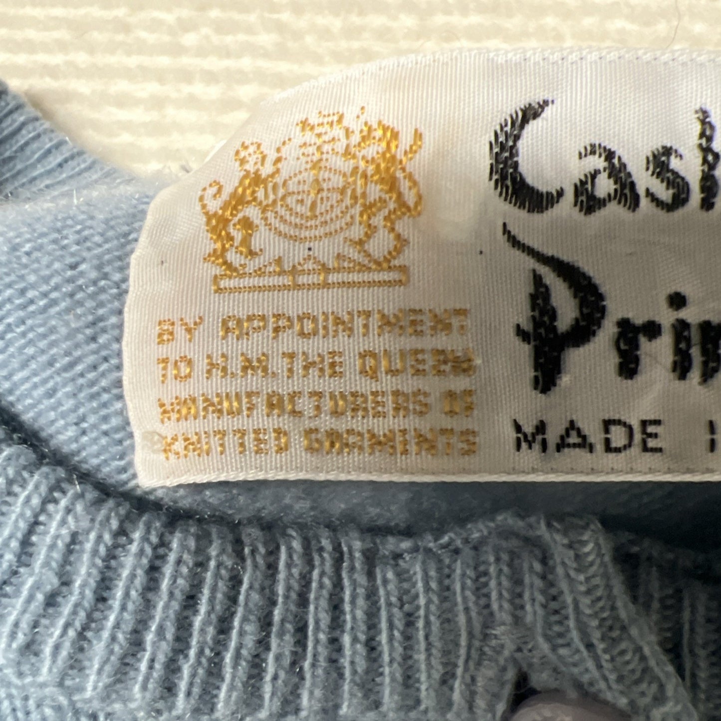 Vtg 1970’s Cashmere By Pringle Of Scotland Baby Blue Button Front Cardigan Sz M