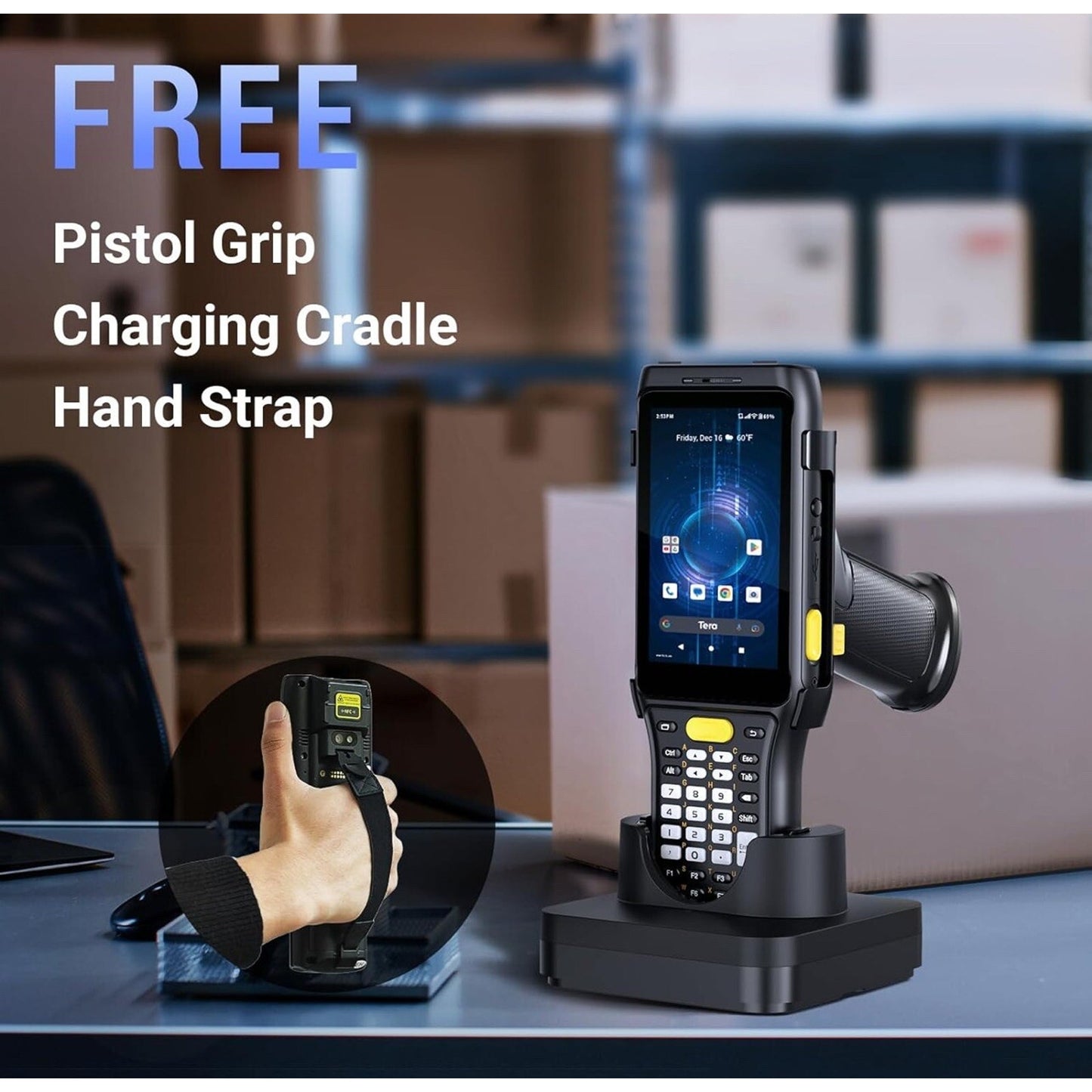 NEW $750 TERA Android 11 Barcode Scanner P161 13 Ft Range Zebra SE4750MR 6700mAh