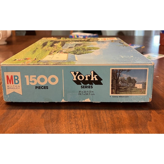 Vintage Milton Bradley 1500 Piece Jigsaw Puzzle "Vermont Farm" 1970s MB Complete