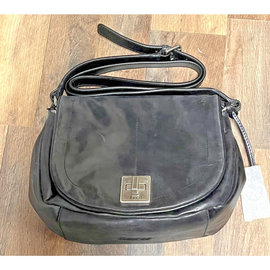 NWT BORN Black Leather Saddle-Style Shoulder Bag