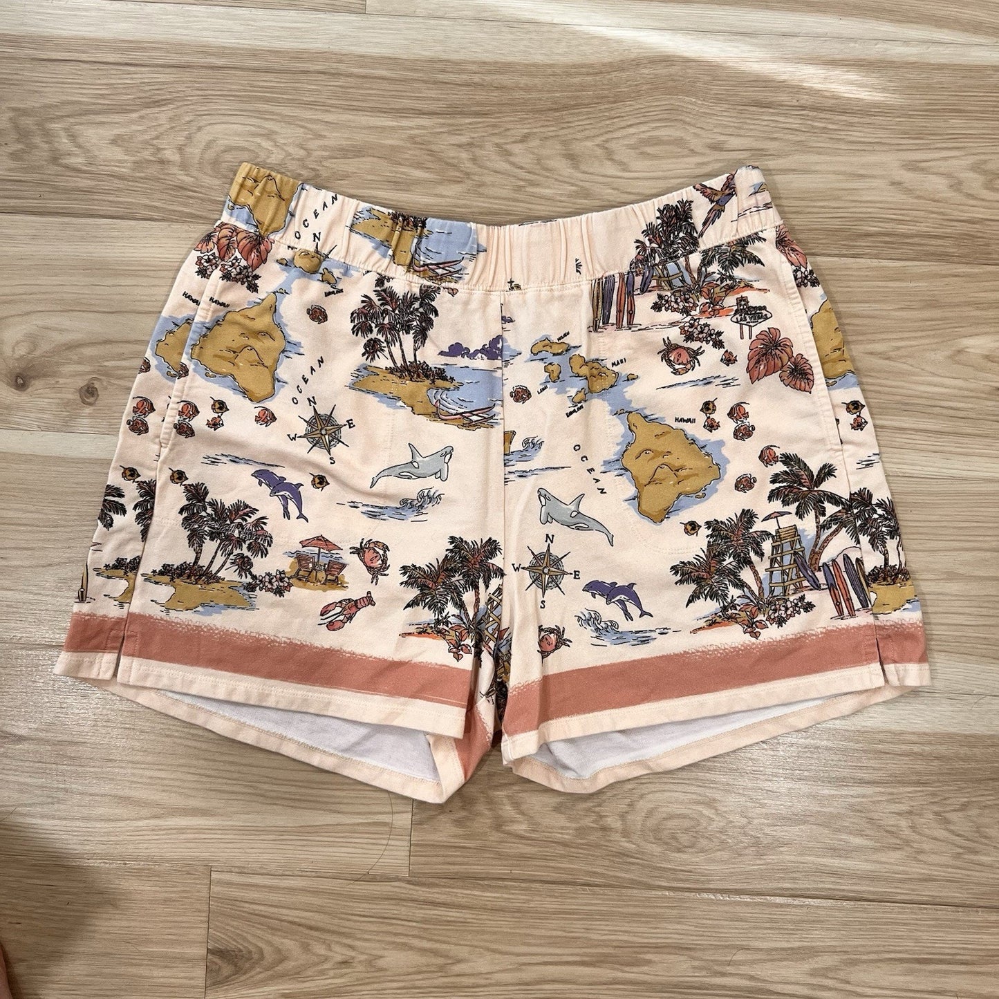 Johnny Was Surfer Easy Shorts (L) Lounge Relaxed Beach Resort Coastal Hawaiian