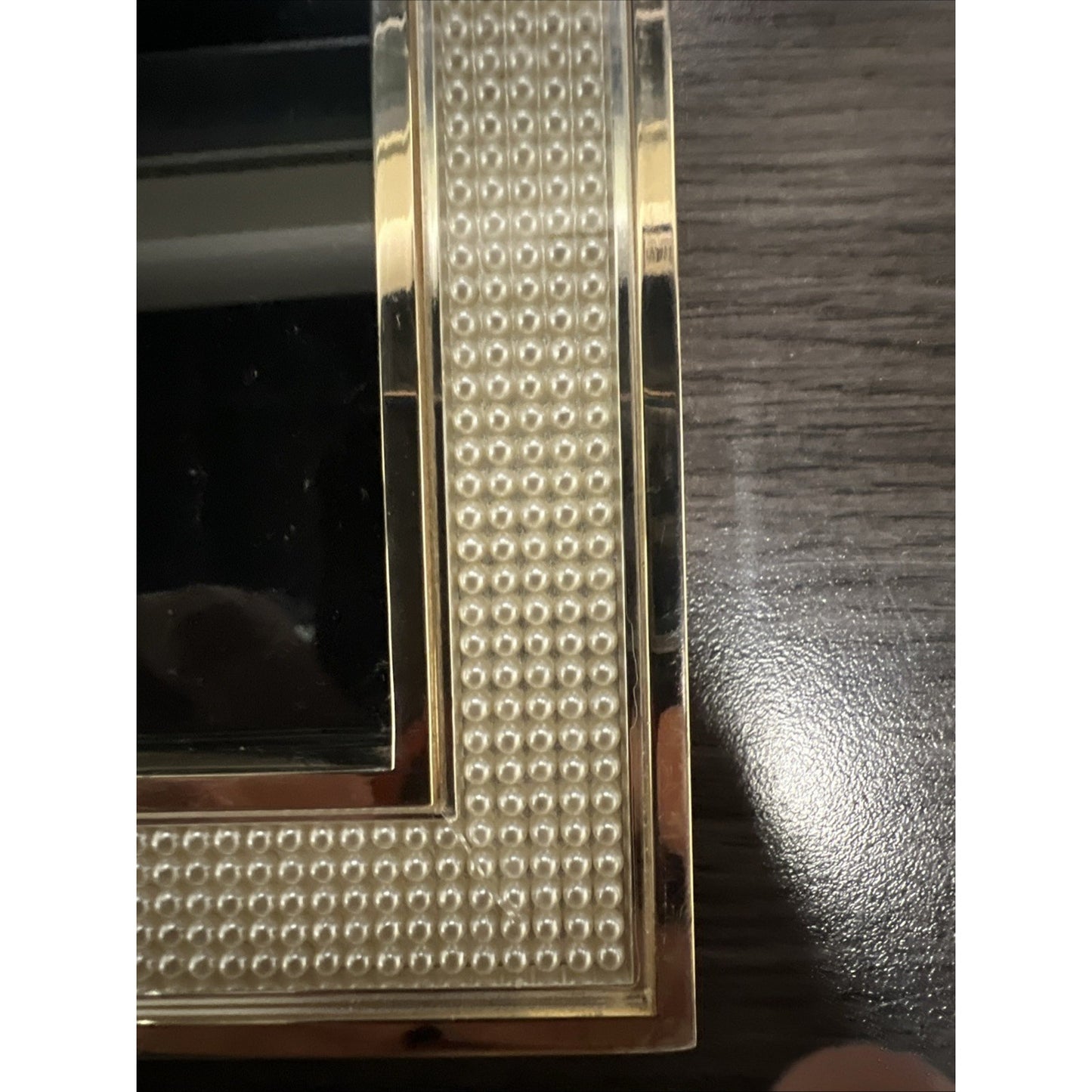 Lenox Gold & White Pearl Picture Frame 12” x 9.5” Outer 9.5” x 7.33” Inner