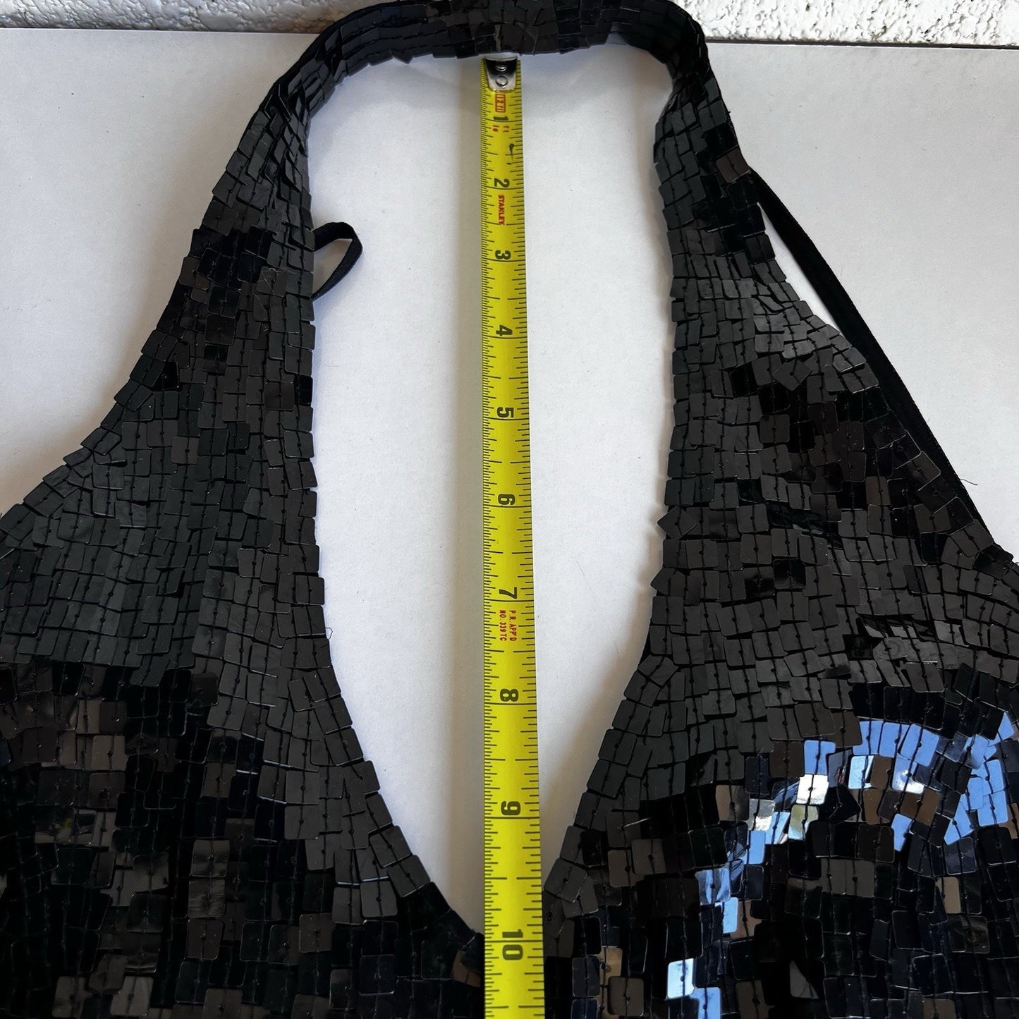 Vintage Basix II Silk Sequin Halter Evening Gown Cocktail Backless Prom Dress