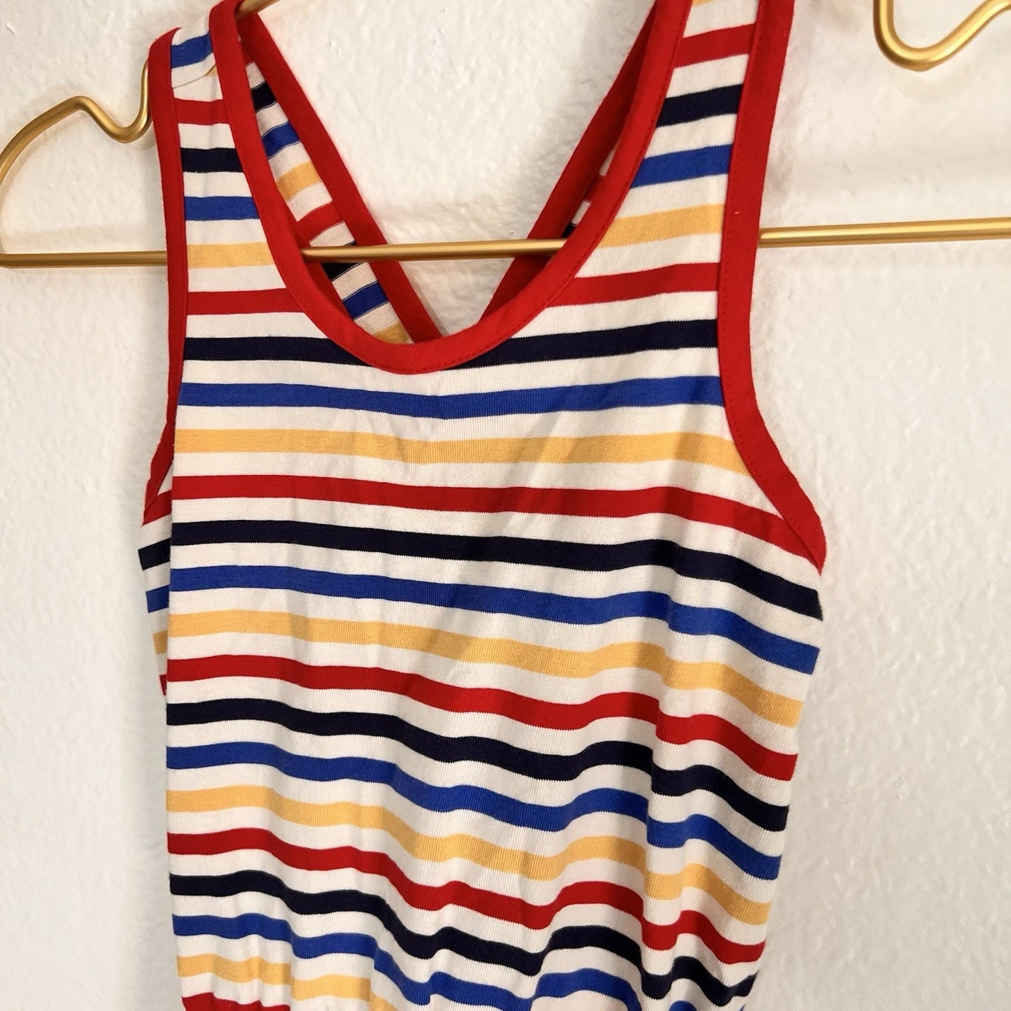 Hanna Andersson Girls Sz 6/7 Vintage Retro Summer Dress Cotton Stripe Sz 120