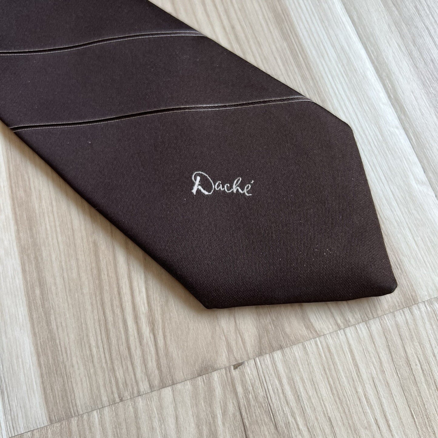 Retro Lilly Dache Men’s Necktie Vintage Designer Men's Necktie Brown Gold Stripe