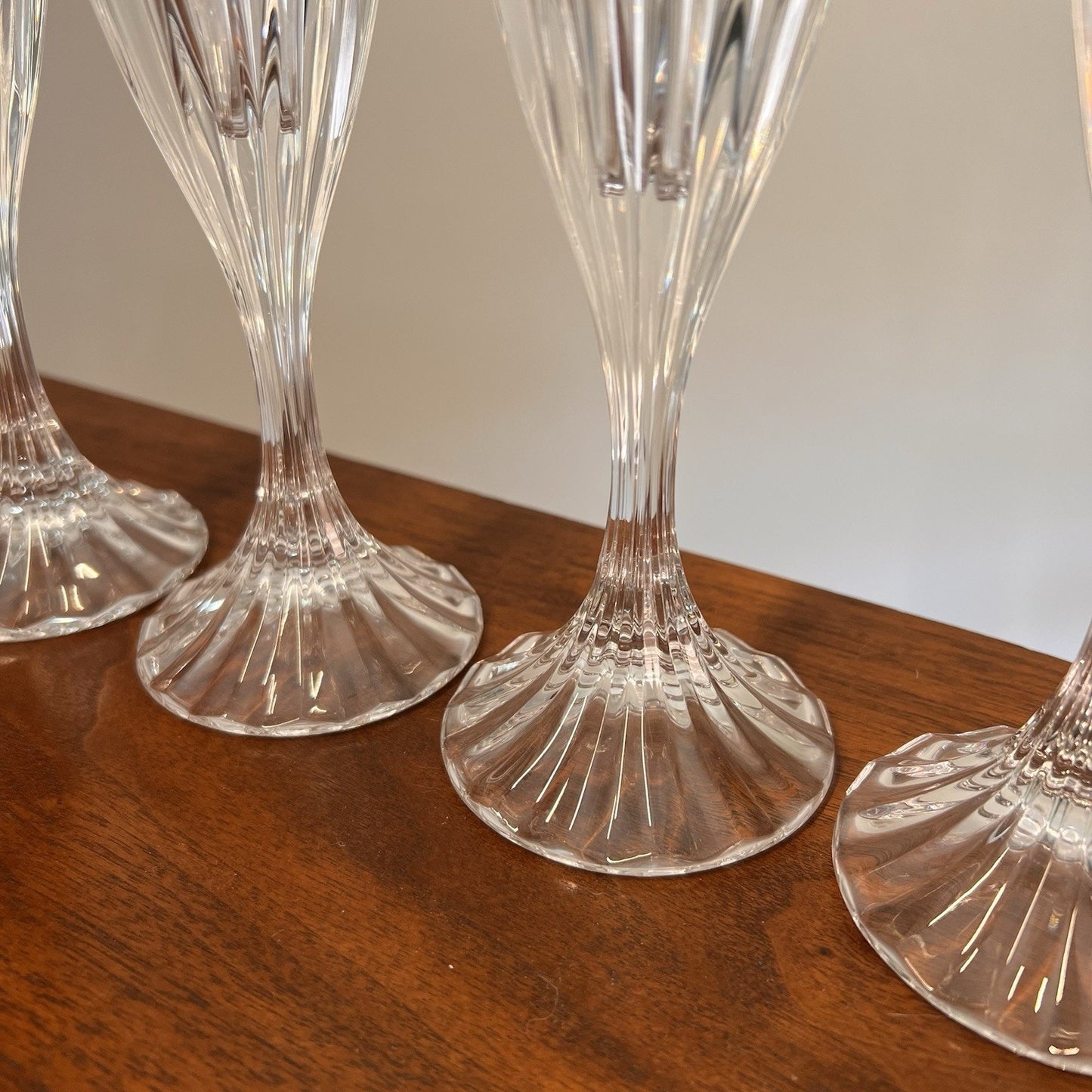 4 x Mikasa Park Lane Crystal Champagne Flutes Toasting Prosecco Barware Wedding
