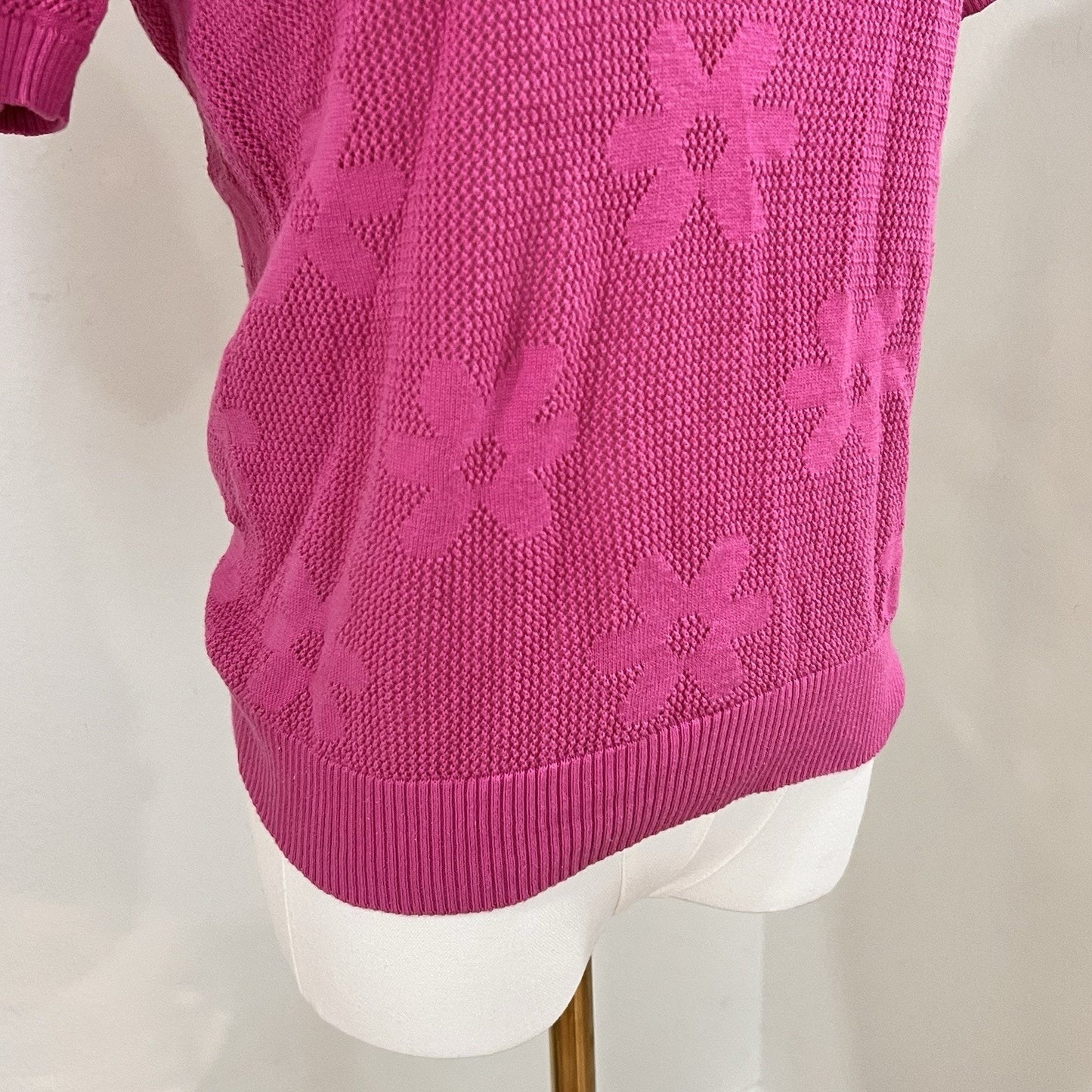 BEACH RIOT Liliana Cover Up Polo Top XS Retro Floral Pink Resort Preppy Crochet