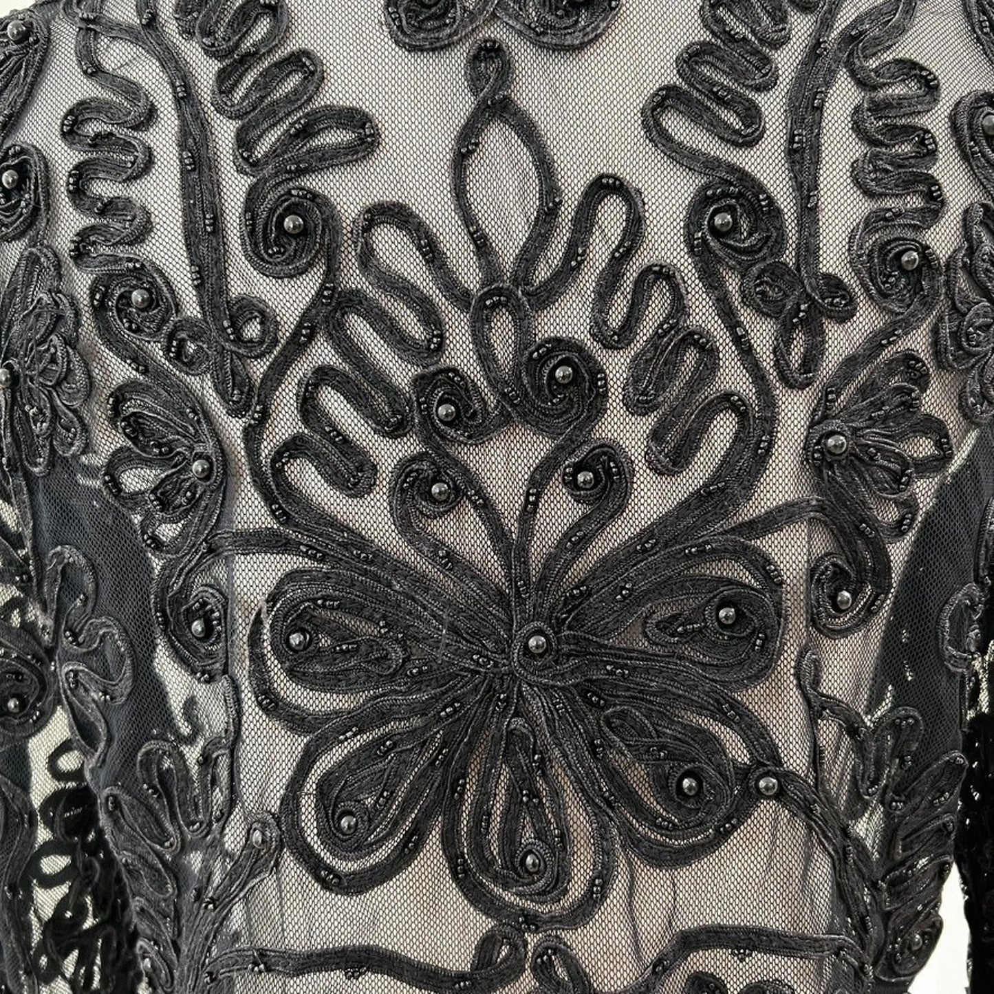 Vintage Cache (L) Statement Button Up Top Goth Drama Glam Mob Wife Couture Bead