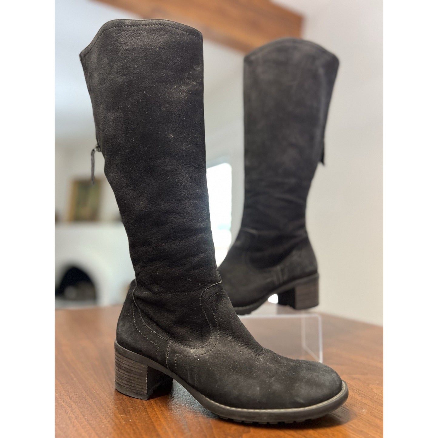 Paul Green Kendal Knee High Black Suede Zipper Chunk Back Women’s Size 6.5 Boots