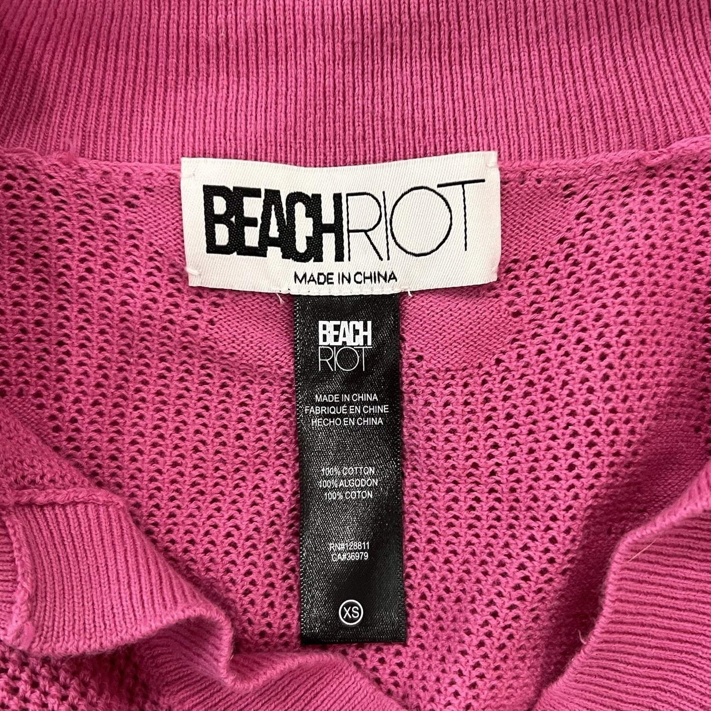 BEACH RIOT Liliana Cover Up Polo Top XS Retro Floral Pink Resort Preppy Crochet