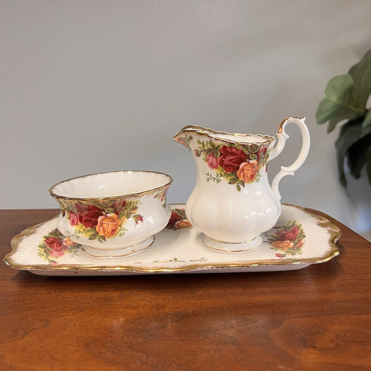 Royal Albert Old Country Roses Tray Creamer Open Sugar Bone China Serving