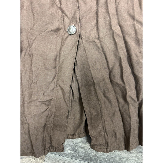 Crazy Cowgirl Brown Tiered Maxi Skirt Women L Western Boho Concho Button Prairie
