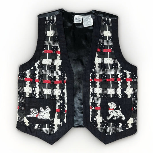 Vintage Disney Store (S) Vest 101 Dalmatians Embroidered Patchwork Grannycore