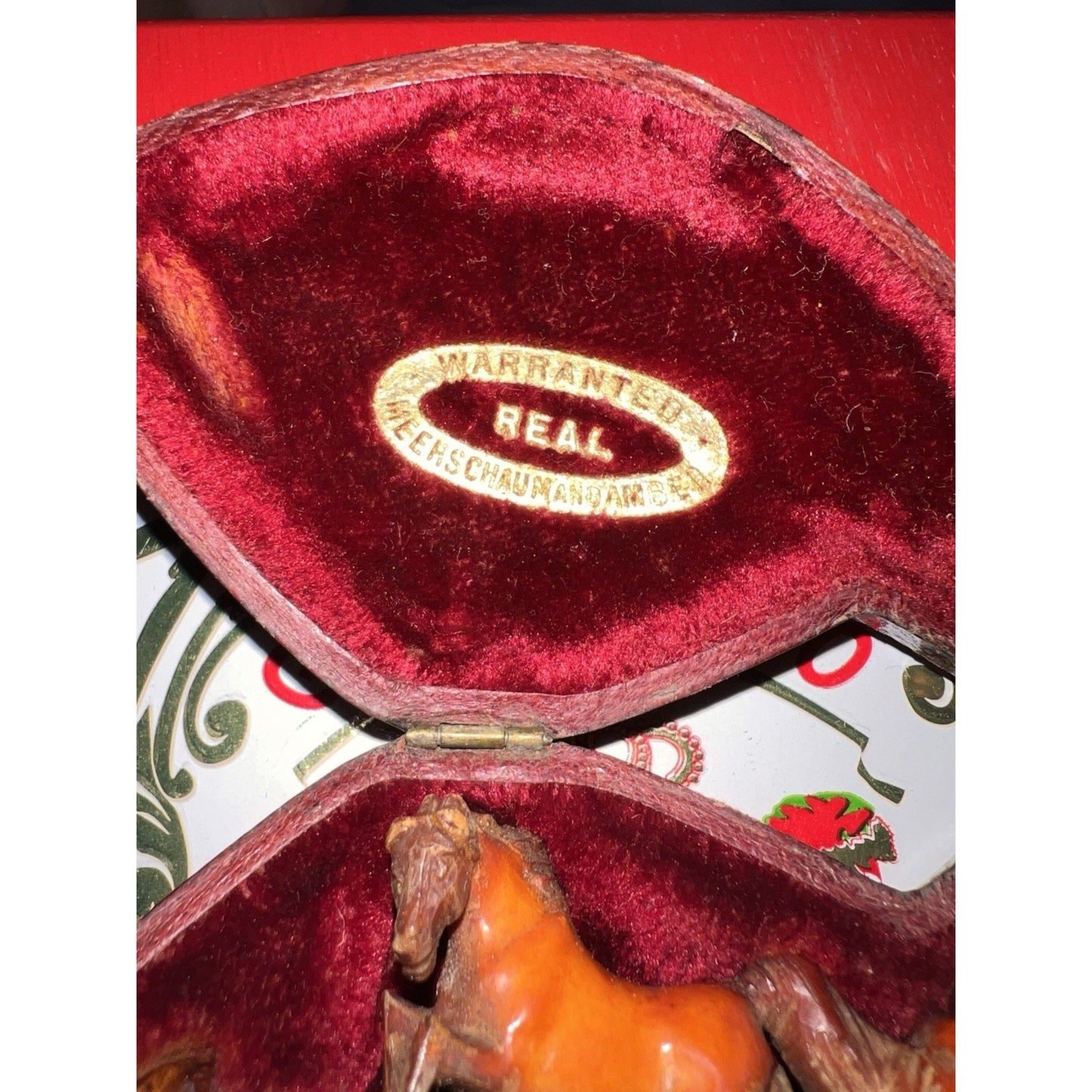 Antique Hand Carved Meerschaum Tobacco's Smoker's Pipe Horse In Original Case