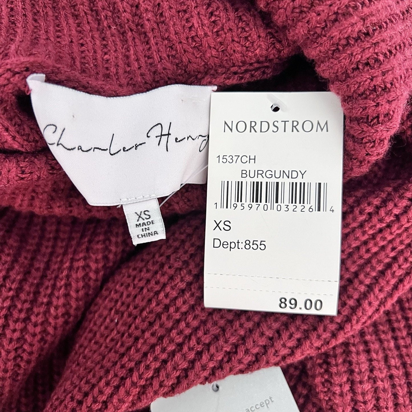 NWT Charles Henry Long Sleeve Turtleneck Knit Sweater Dress Burgundy Nordstrom