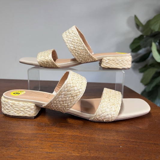 NWT JOIE Straw Braided Woven Strappy Slip-On Sandals Slide 9.5 Coastal Beach