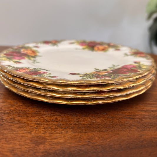 4 x Old Country Roses Royal Albert Bread Butter Plate 6-1/4” Bone China 1962