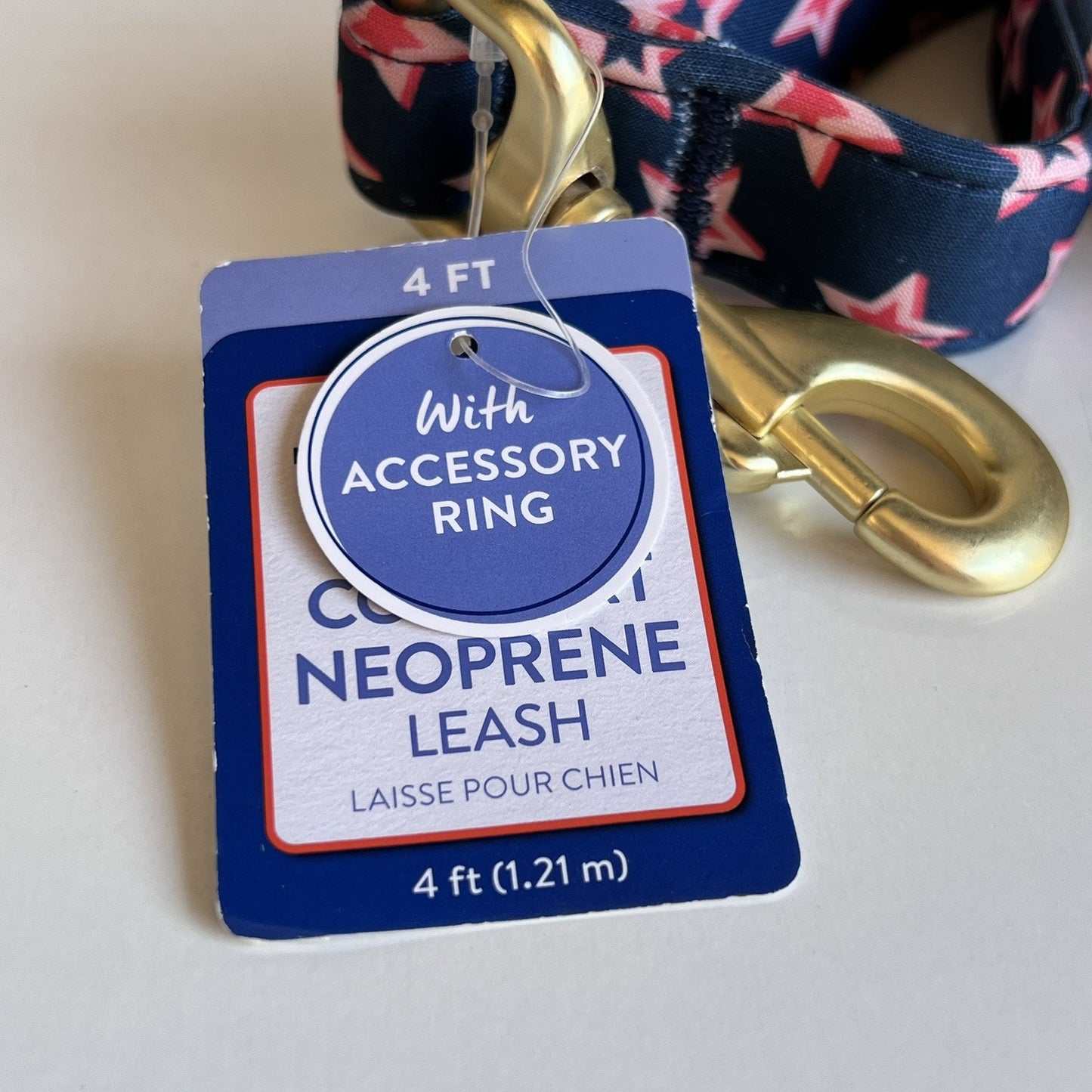 NEW Top Paw 4 Ft Neoprene Leash Pink Blue Stars Dog Puppy Accessory Ring