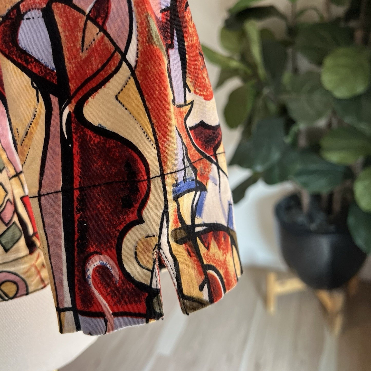 Kaktus Womans Jacket (S) Wearable Art Jazz Colorful Abstract Y2K 90s Button Up