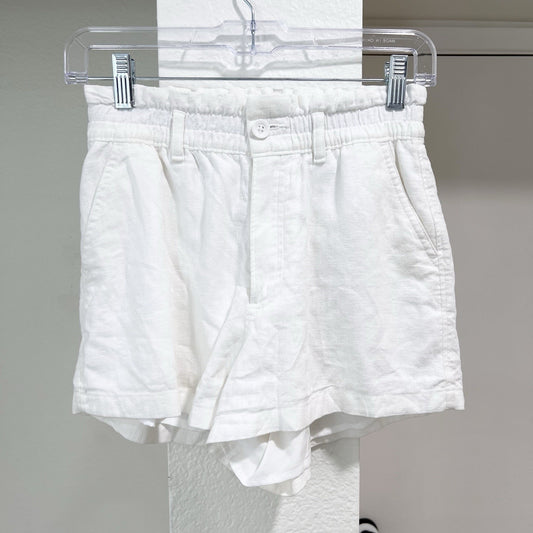 Hollister XS Ultra High-Rise Linen-Blend Soft Short White Paperbag Coastal Beach