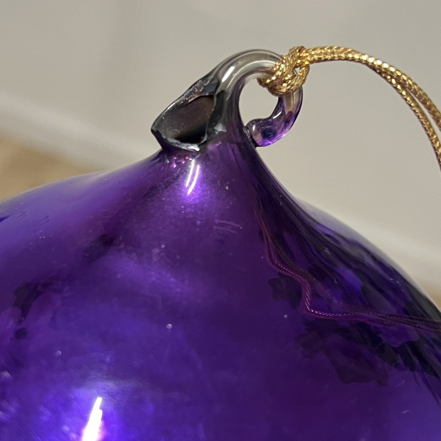 7.25” Dept 56 Purple Mercury Handblown Glass Small Ball Ornament #4840-2