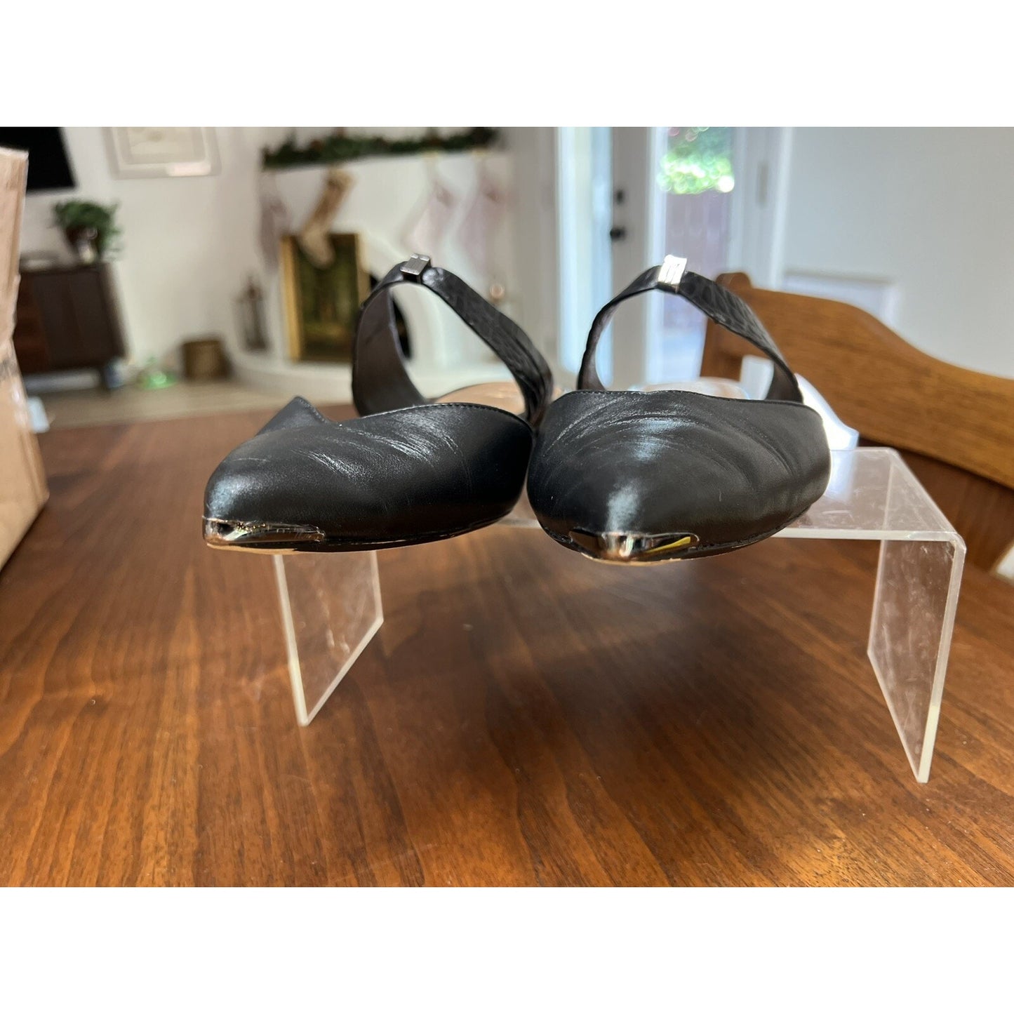 $160 New Ted Baker 6.5 Oryla Pointed Toe Black Slip On Leather Mule Flats 37 EU