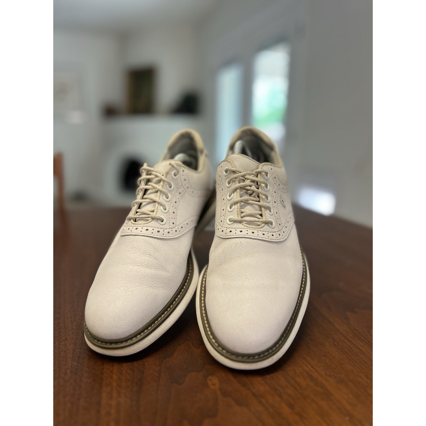 Footjoy Myjoys Traditions Series Golf Shoes Solid White Custom 7 Wide “Money”