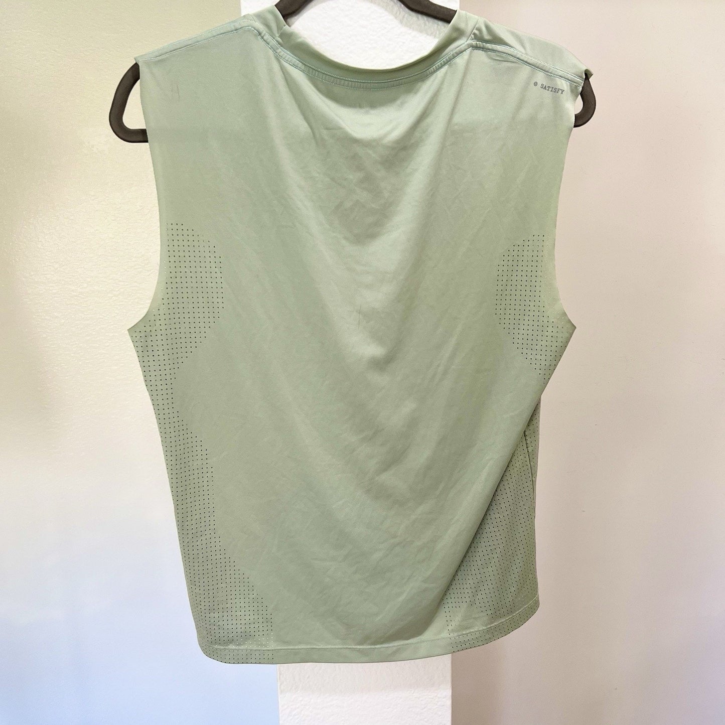 Satisfy Air Logo-Perforated Auralite Tank 38” Sleeveless Muscle Tee Running