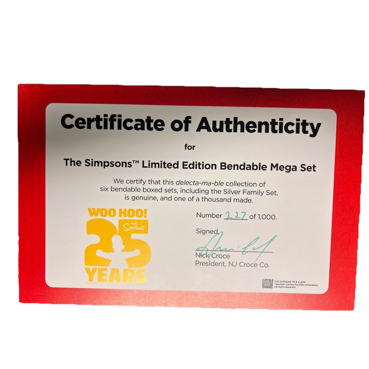 Simpsons Limited Edition 25th Anniversary Bendable Mega Set #237 of 1000 COA NEW