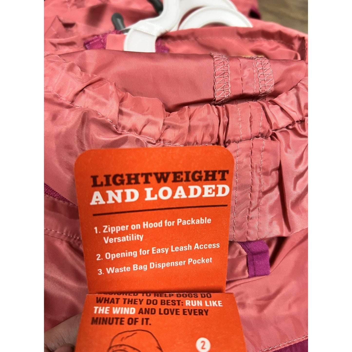 Arcadia Trail XL X-Large Hooded Windbreaker Jacket Dog Puppy Pink Packable