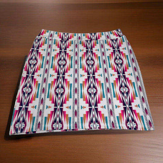 Sterling Kreek River Run Skirt Aztec Southwest Print Pencil Mini Skirt Size XL