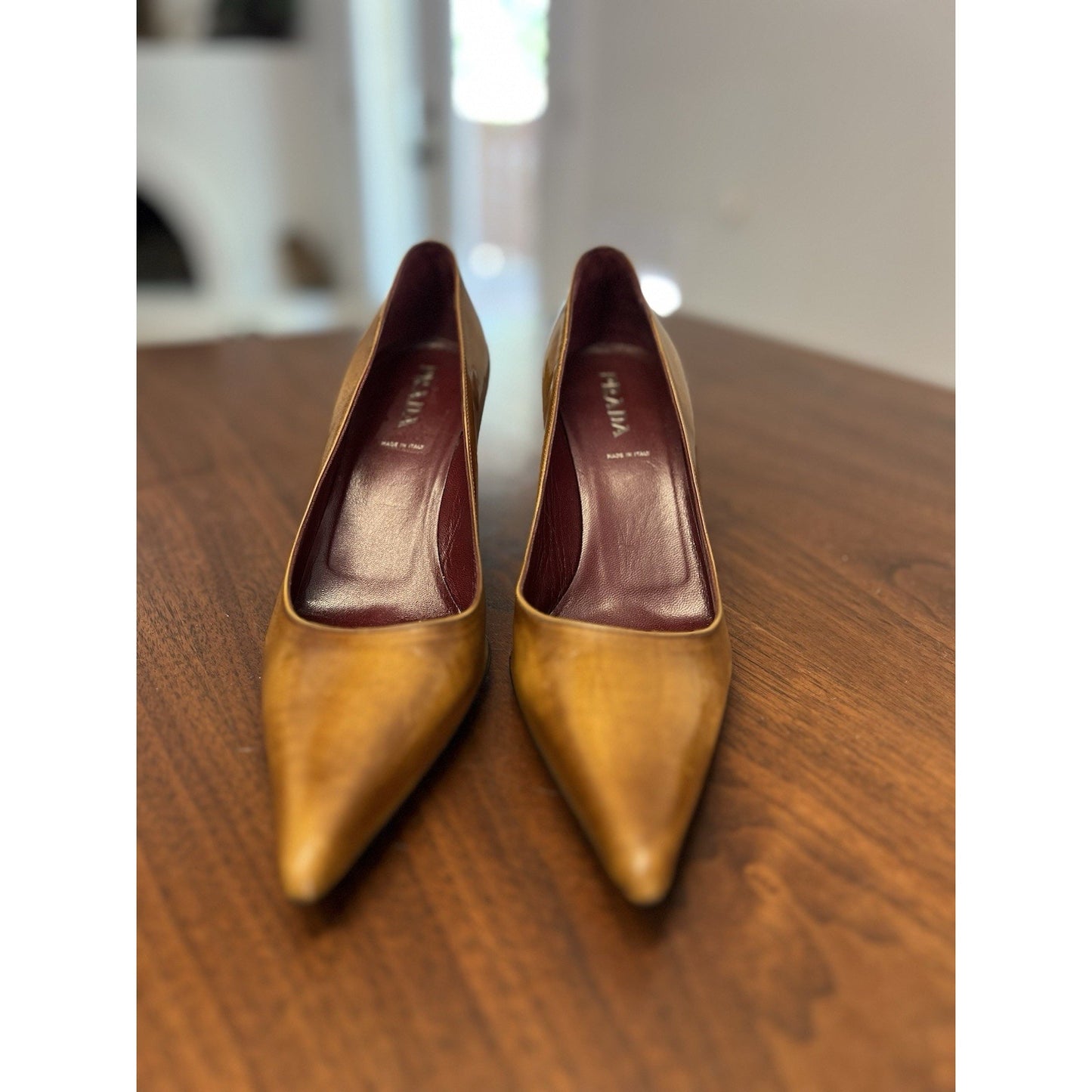 Vintage Prada Pointed-toe Brown Leather Pumps Women’s Size 38 / 7.5