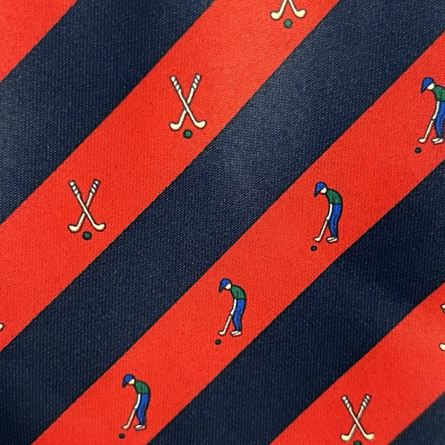Rene Chagal Handmade Tie Men’s Golfer Necktie Red Black Repp Striped