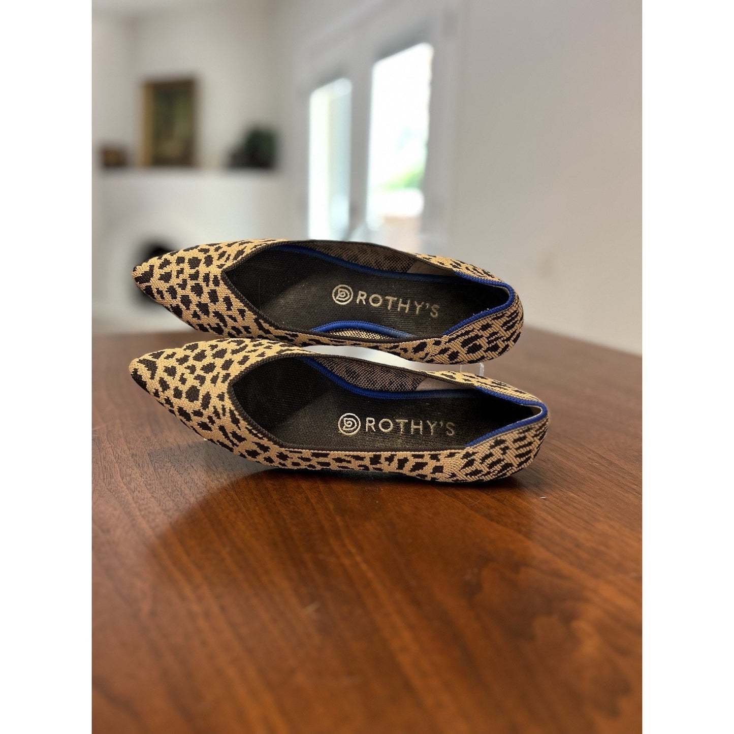 Rothy's The Point Leopard Flat Knit Slip-on Women's Size 9.5 Comfort Everyday