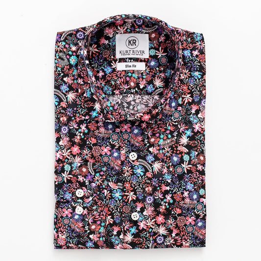 NWT Kurt River “Hell’s Spread” XL Slim Fit Button Up Long Sleeve Unique Colorful