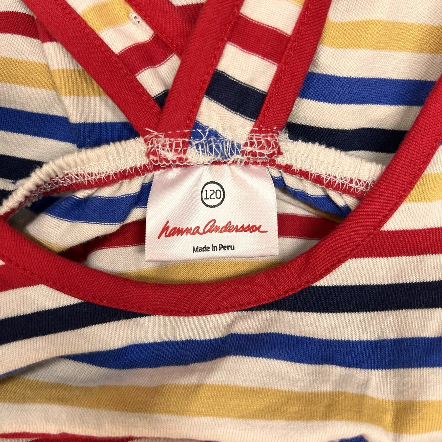 Hanna Andersson Girls Sz 6/7 Vintage Retro Summer Dress Cotton Stripe Sz 120