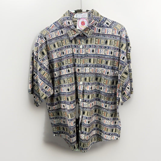 Columbia Outdoor Pattern Button Up Collared Short Sleeve Shirt Sz. Large