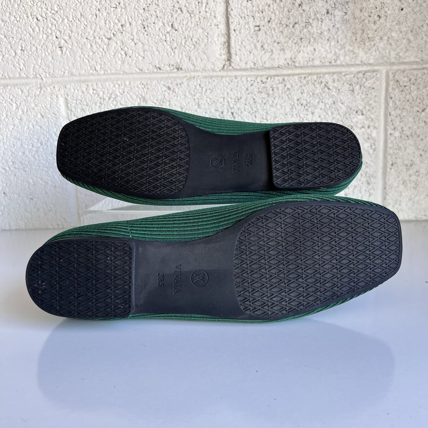 Vivaia Margo 2.0 Square-Toe V-Cut Ballet Flats Green 39.5 EU 8.5 US Arch Support