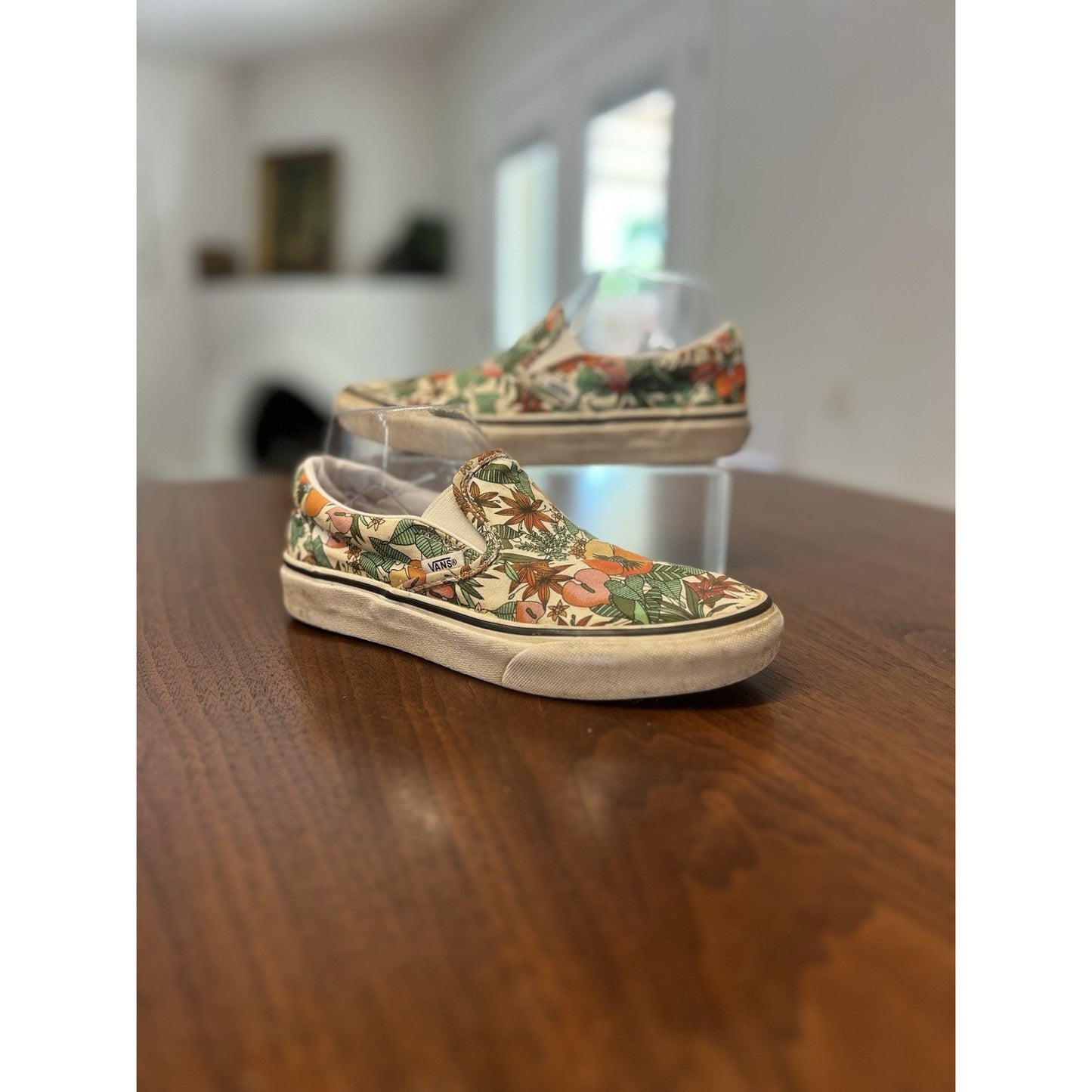Vans Classic Slip-On Multi Tropic Floral Women’s Size 7 Sneakers Orange Green