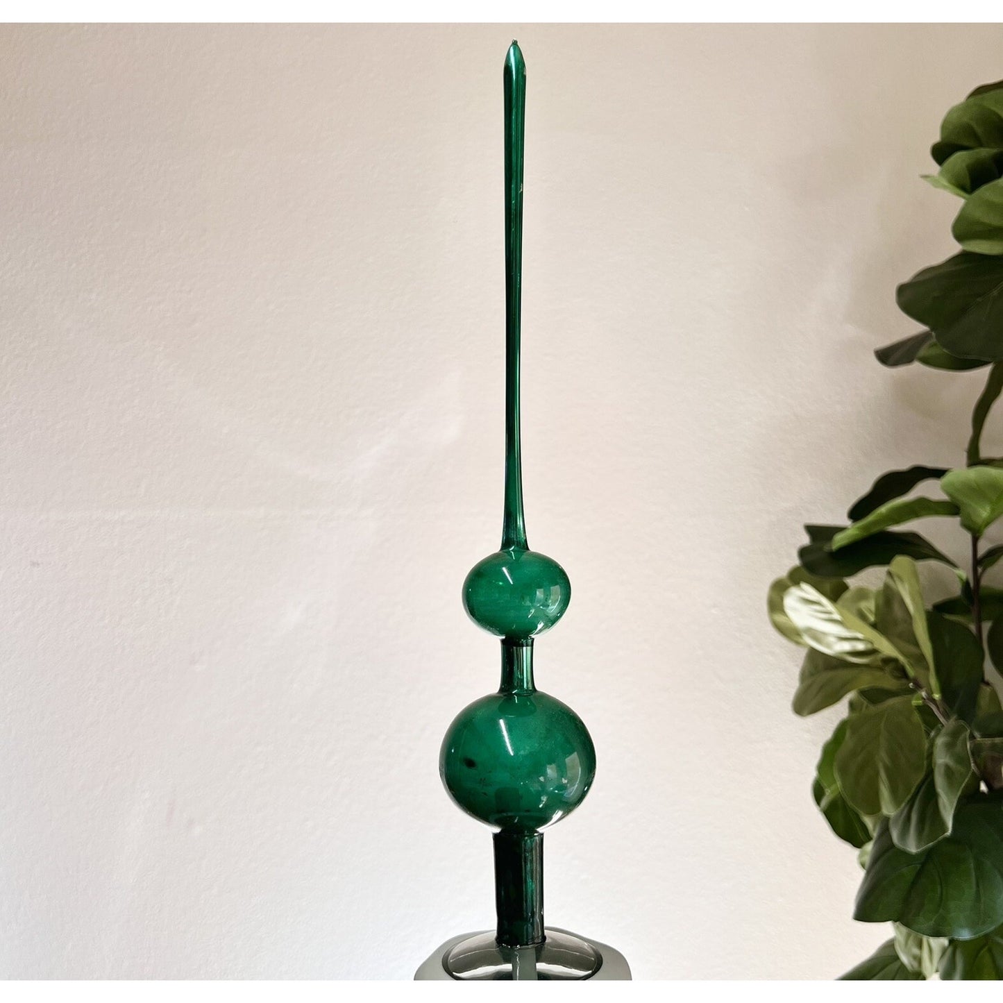 Vintage 1950s Shiny Brite 15” Spire Handblown Glass Tree Topper Original Box