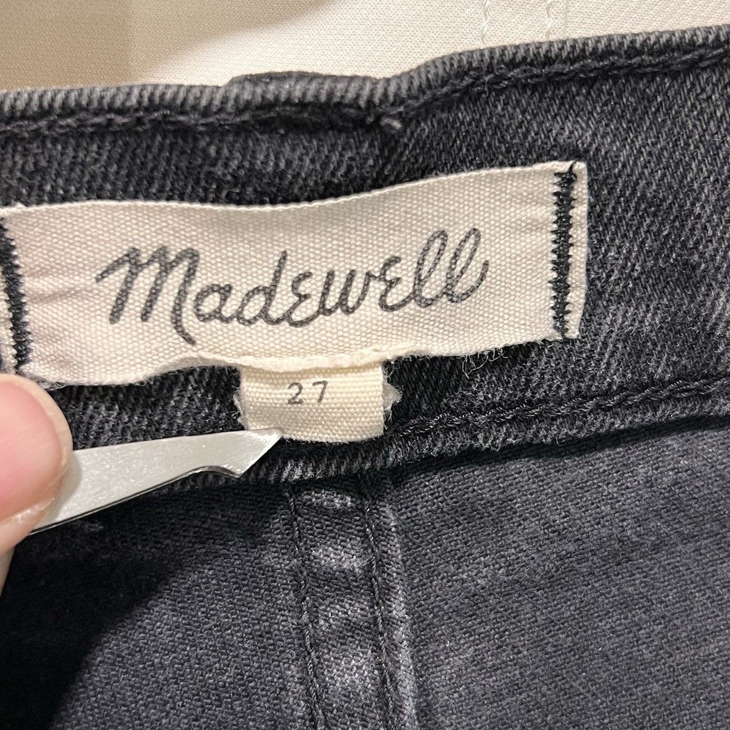 Madewell Women Shorts 27 Black Denim Boyshorts Button Fly High Rise Raw Hem