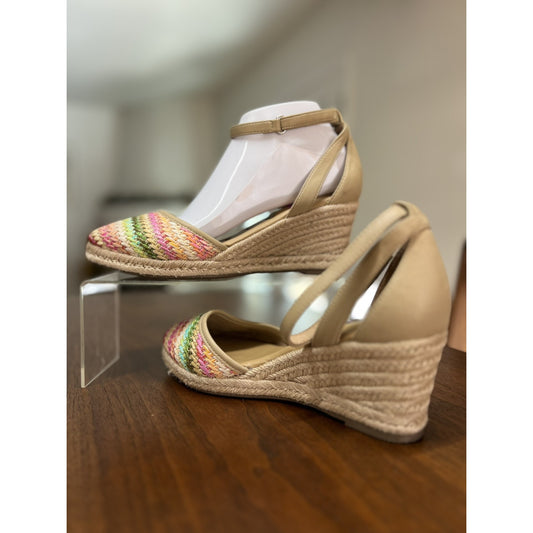 NWT Joie Women 8.5 Wedge Espadrille Sandal Strappy Ankle Anthropologie Beach New