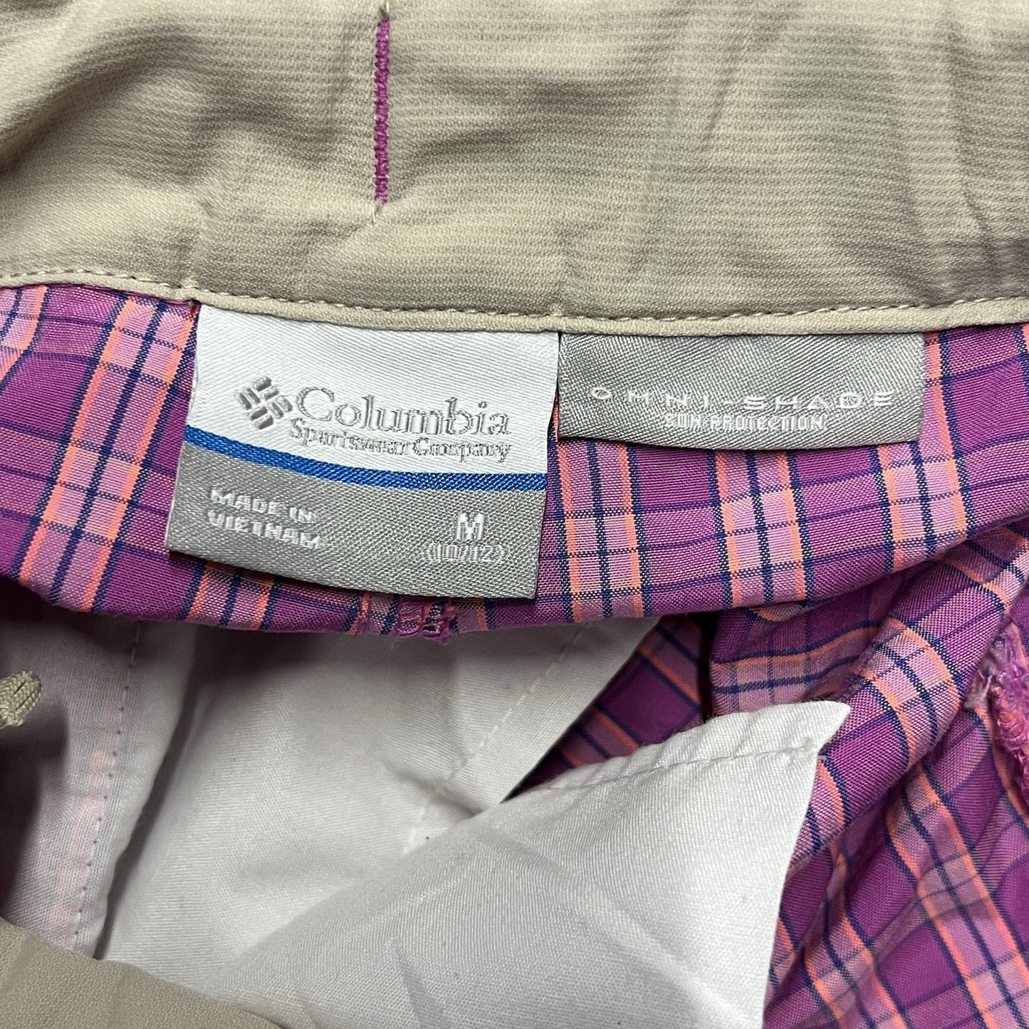Columbia Omni-Shade Girls Shorts Medium 10/12 Adjustable Hiking Outdoor Purple